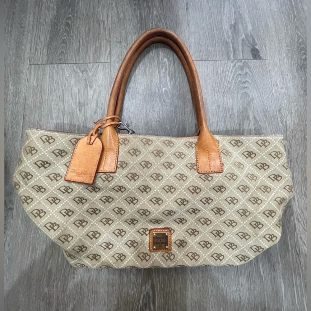 Dooney & Bourke Vintage Tan and Orange Tote Bag - Picture 5 of 15